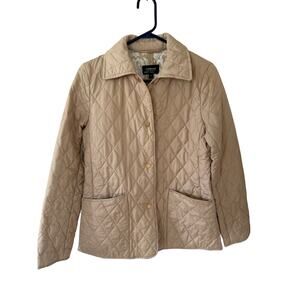 Women COMPANY Ellen Tracy Gold Quilted Front Pocket Snap Button Jacket Coat Sz S